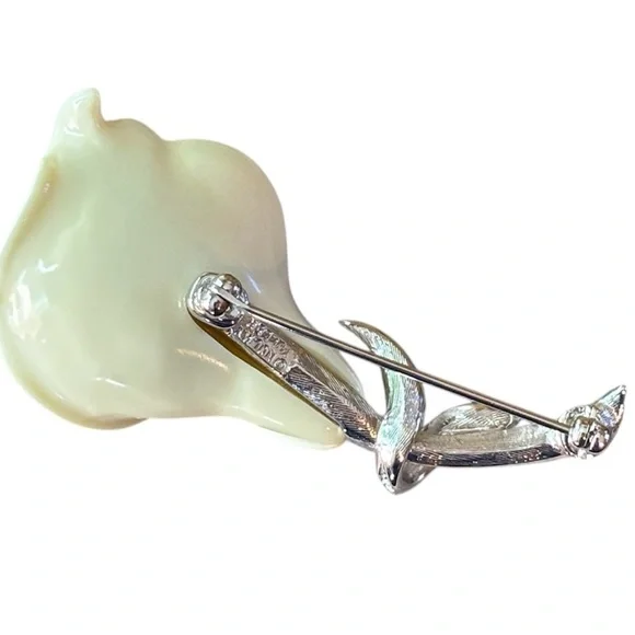 Nolan Miller Calla Lily Brooch/Pin Diamond Silver - Picture 3 of 10